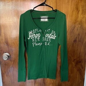 Vintage Aeropostale Forest Green Graphic Long Sleeve Tee